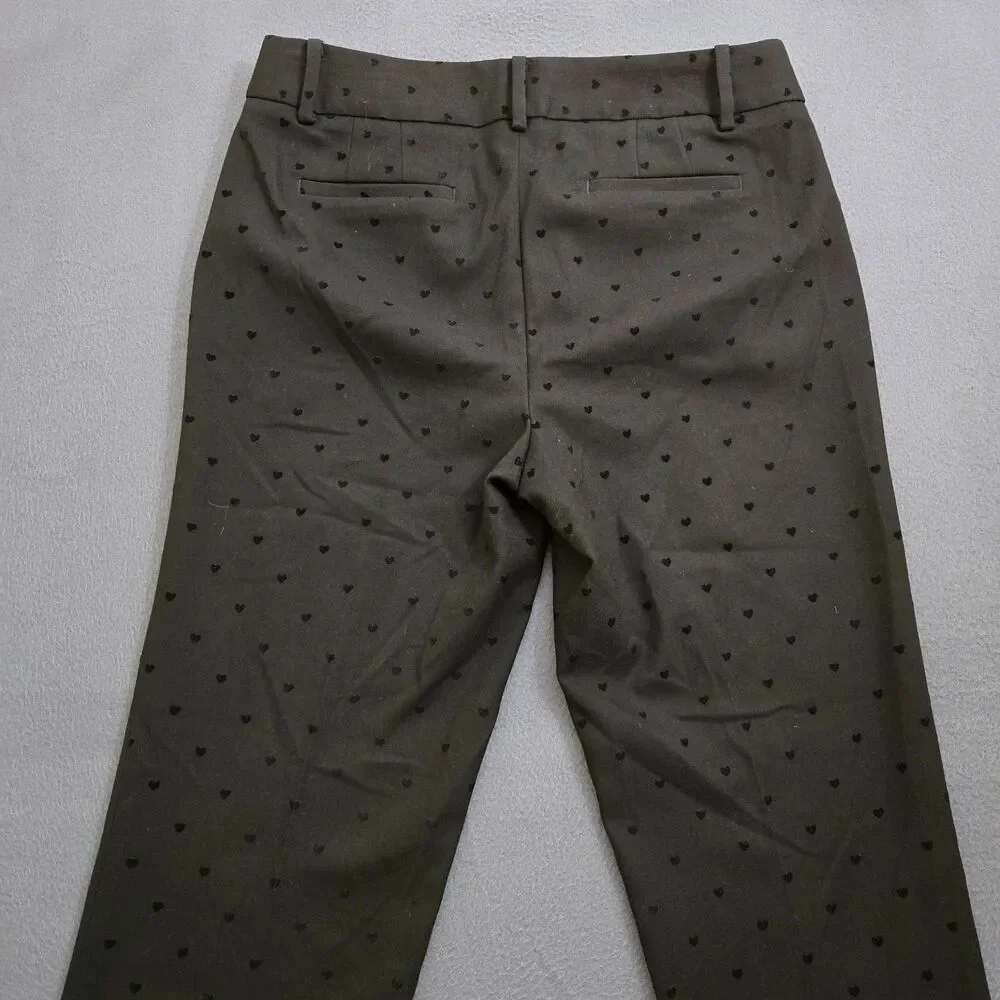 Talbots Women 8 Black Heart Print Mid Rise Hampshire Straight Leg Ankle Pants - Picture 4 of 13